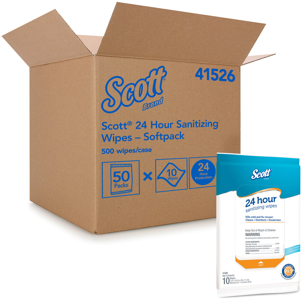 Scott® 24 Hour Sanitizing 10 ct, Soft Pack, PK50 - 41526