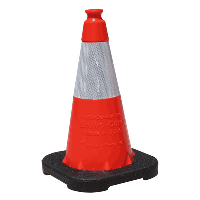 Enviro-Cone® Traffic 18" Cone, 6" Reflective Collar, Black Base, 3 lbs - 16018RCVC