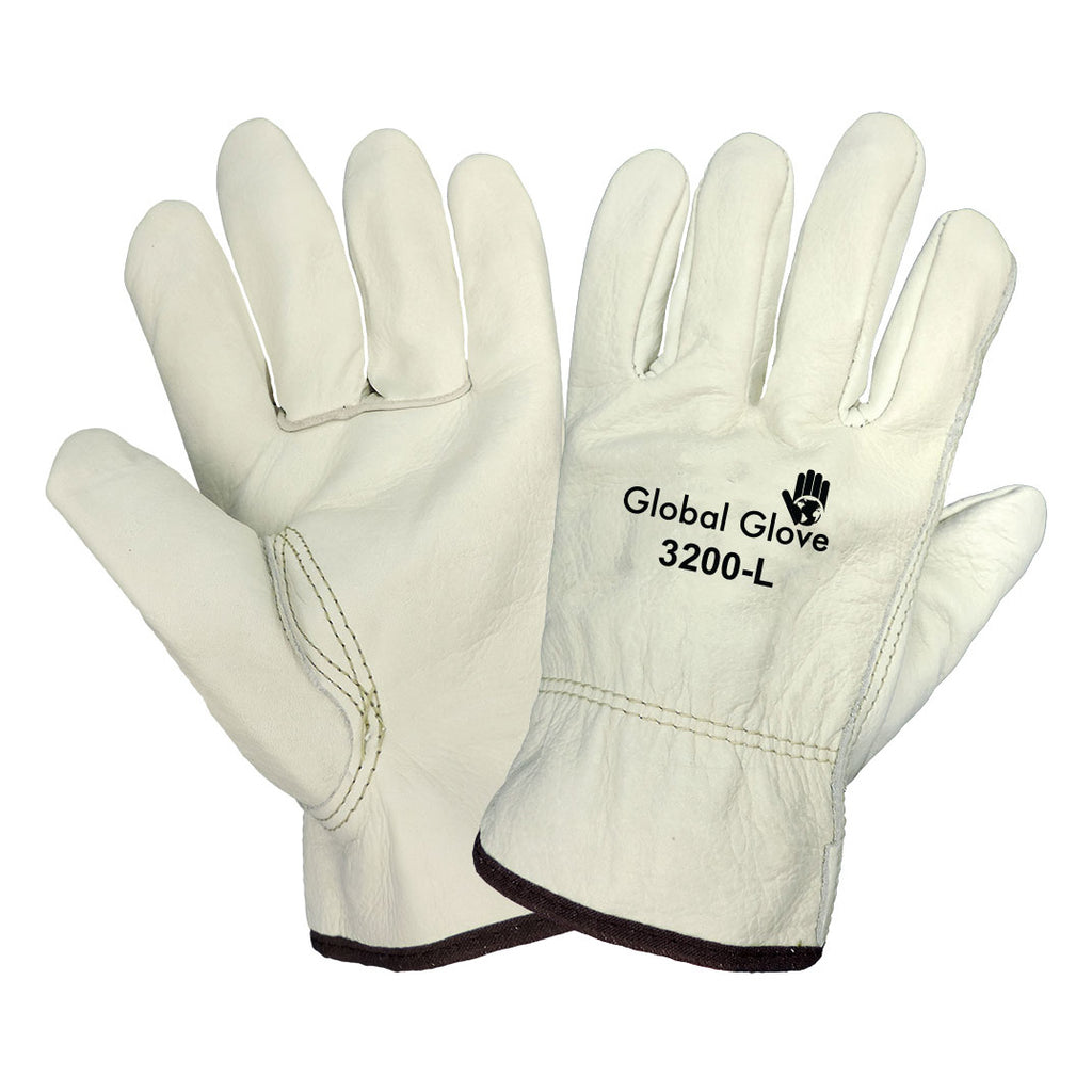 Global Glove Premium-Grade Grain Cowhide Drivers Gloves - 3200 (12 Pair)
