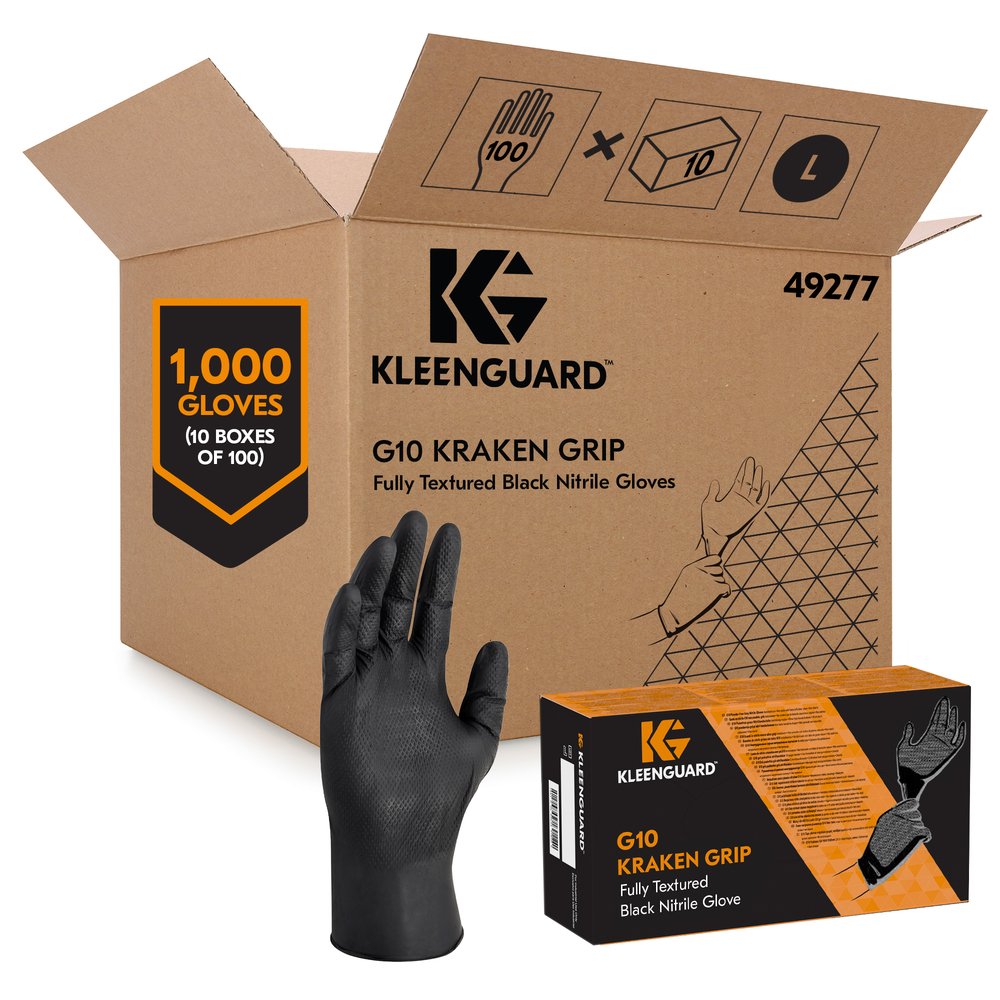 KleenGuard™ G10 Nitrile Gloves, Black, Large - 10 Boxes/Case - 49277