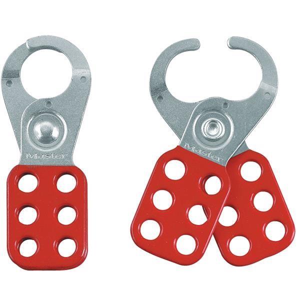 Master Lock® Steel Lockout Hasp, 1 1/2" Jaws, Red, 1/Each - 421