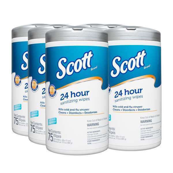 Scott® 24 Hour Sanitizing Wipes 75ct Canister, Pack of 6 - 53609