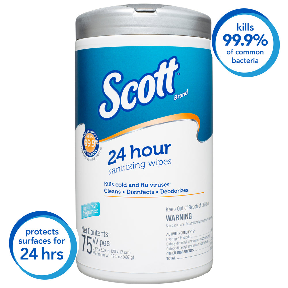 Scott® 24 Hour Sanitizing Wipes 75ct Canister, Pack of 6 - 53609