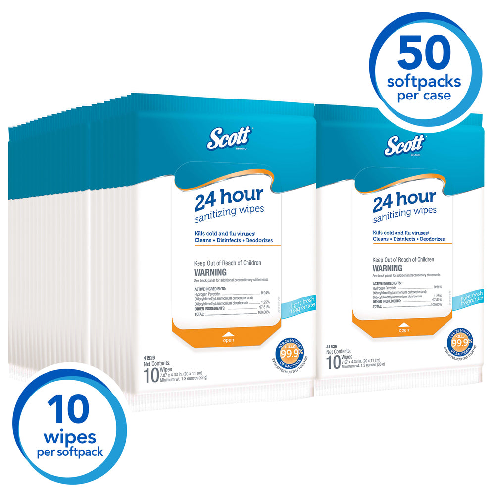 Scott® 24 Hour Sanitizing 10 ct, Soft Pack, PK50 - 41526