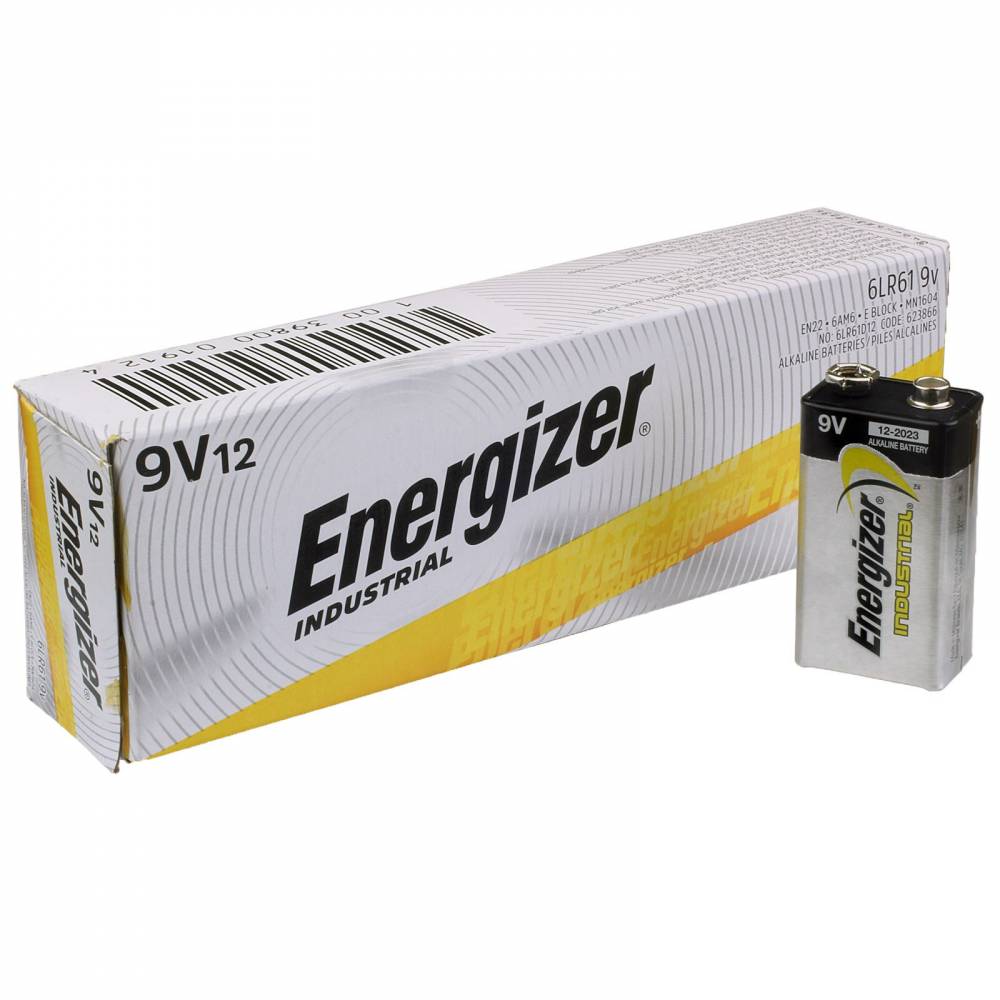Energizer® Industrial® 9V Alkaline Batteries, 12/Pkg
