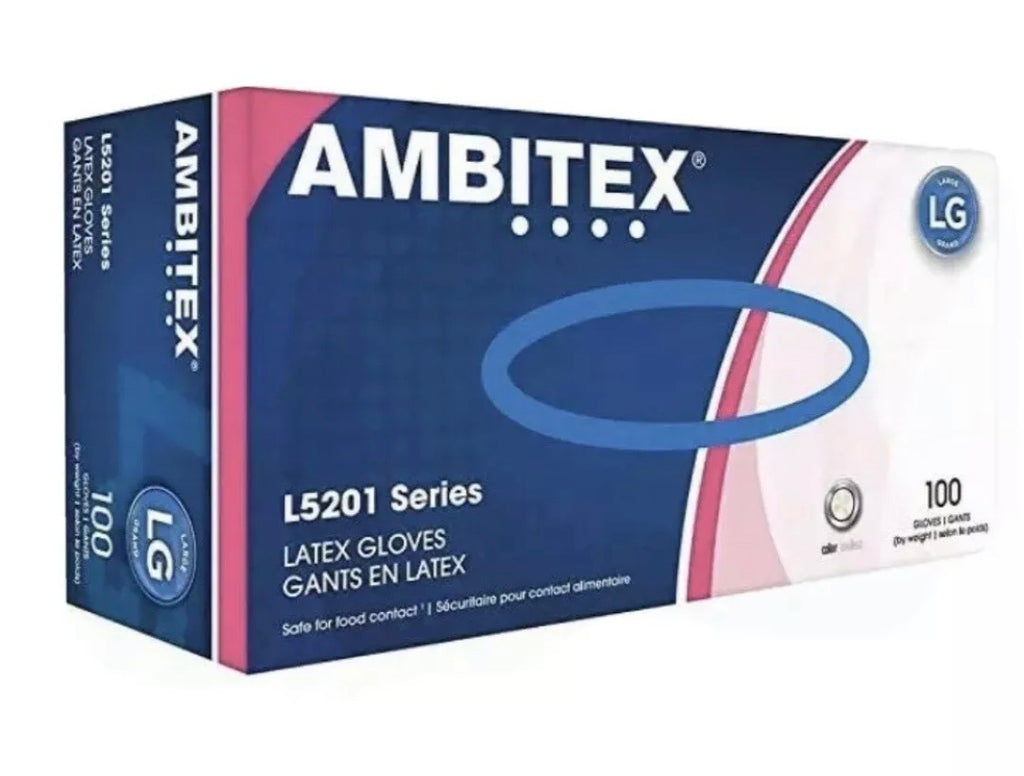 LLG5201 Tradex AMBITEX Latex GP Gloves Cream, Large, Powder Free 10 / 100 cs