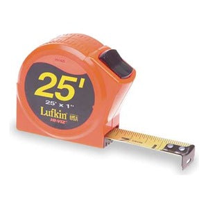 Lufkin® Hi-Viz® P1000 Series Power Return Tape, Engineer's, A4 Blade, 1" x 25', Hi-Vis Orange, 1/Each