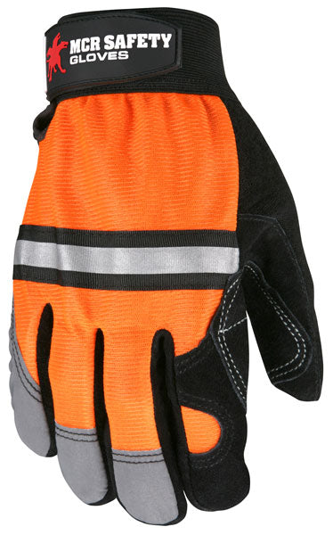 MCR Safety Multi-Task - Black Double Palm - Orange Back - Reflective Knuckle - Pair - 911DP