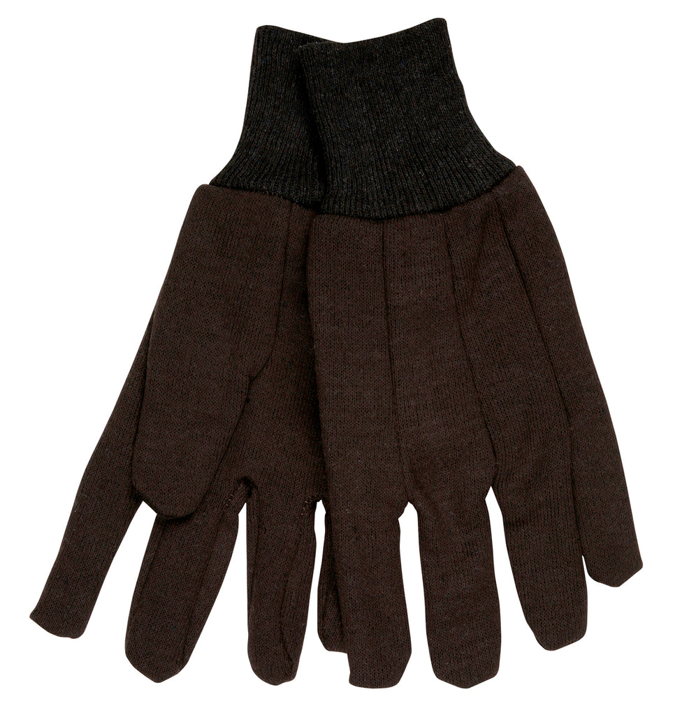 MCR Safety® Brown Jersey Glove Clute Pattern with Knit Wrist Cotton / Polyester Blend Large - Dozen - 7100P