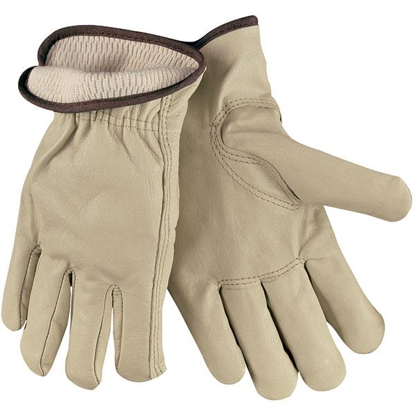 MCR Safety® Industry Grade Thermal Lined Cow Leather Drivers, Beige, 12/Pair - 3280