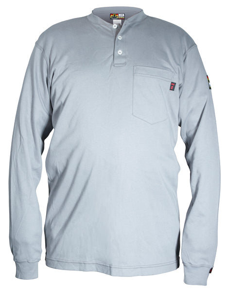 MCR Safety® Max Comfort™ FR Long Sleeve Henley Shirts, Gray - H1G
